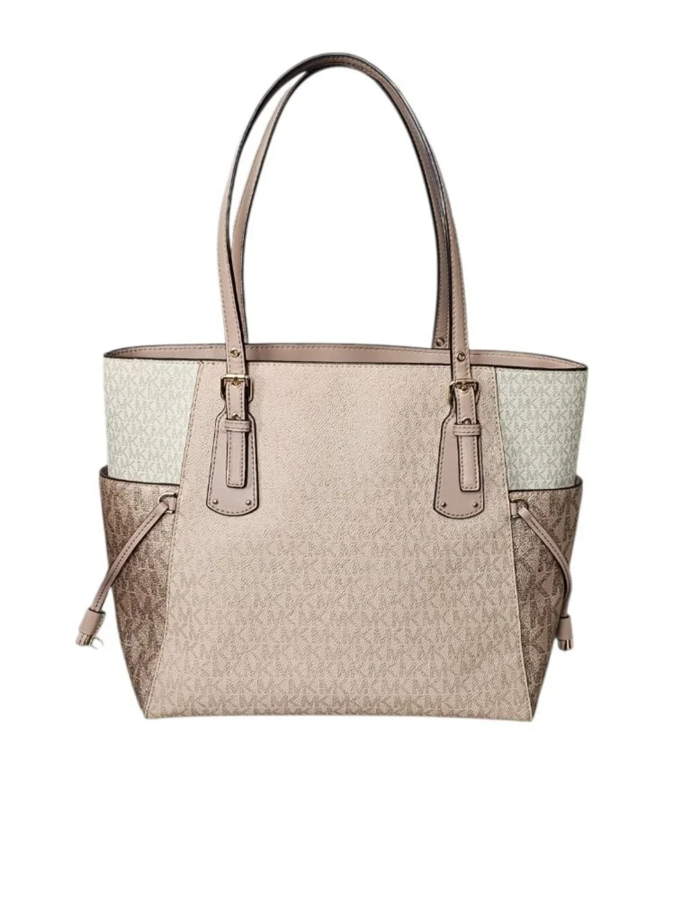 Michael Kors Voyager Large Colorblock Metallic Tote bag COA Powder Blush Pink